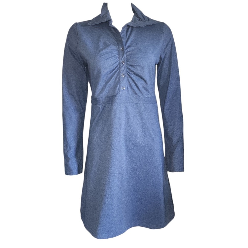 Tehama Dress Womens Small Blue Long Sleeve Collared Activewear Outdoor Athletic